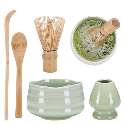 Macha Tea Set, 5 pcs Matcha Besen Set,Matcha-Rührer, Matcha Tee Set mit Matcha Löffel, Matcha Whisk, Keramik-Matcha-Set, Traditionell Japanische Teezeremonie, Beste Geschenk für Matcha-Liebhabern Macha Tea Set, 5 pcs Matcha Besen Set,Matcha-Rührer, Matcha Tee Set mit Matcha Löffel, Matcha Whisk, Keramik-Matcha-Set, Traditionell Japanische Teezeremonie, Beste Geschenk für Matcha-Liebhabern von Farnirvana