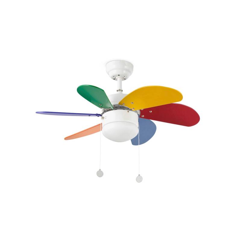 FARO Deckenventilator mit Beleuchtung und Zugketten Palao Multicolor 81 cm von Faro