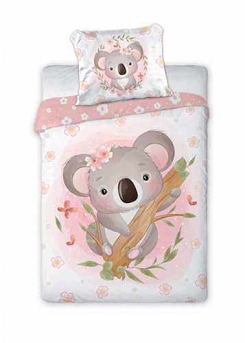 Faro Cuddles Koala Bettwäsche-Set für Kinder, Bettbezug 100 x 135 cm, Kissenbezug 40 x 60 cm, 100 % Baumwolle von Faro