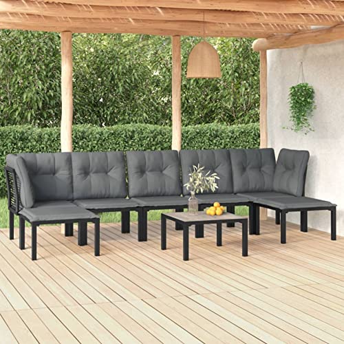 Faroom 8-TLG Balkonlounge Alu Garten Lounge Set Gartenmöbel Klein Balkonmöbel Sofagarnitur Balkon Gartenlounge Loungemöbel Gartensofa Balkon Sofa Rattan Ecklounge Schwarz#3 von Faroom