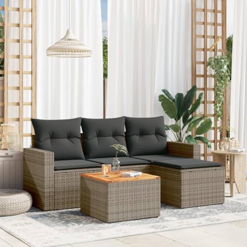 Faroom Balkon Ecklounge mit Stauraum Gartenlounge Klein Balkon Lounge Balkonsofa Kleiner Balkon Sitzecke Balkon Loungemöbel Gartensofa Ecksofa Balkonmöbel Grey and Dark Grey 5-tlg-Type-A446 von Faroom