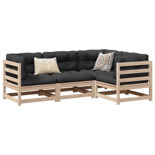 Faroom Gartenlounge Outdoor aus Massivholz Kiefer Lounge Gartenmöbel Set Garten-Lounge Set Palettenmöbel Palettensofa Garten Loungemöbel Set mit bequemen Kissen 4-TLG-Type-5 von Faroom