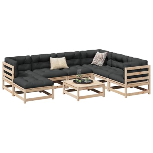 Faroom Gartenlounge Outdoor aus Massivholz Kiefer Lounge Gartenmöbel Set Garten-Lounge Set Palettenmöbel Palettensofa Garten Loungemöbel Set mit bequemen Kissen 8-TLG-Type-15 von Faroom