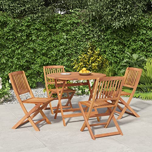 Faroom Gartenmöbel Set Holz 4+1-4 Hochlehner Stühle Verstellbar & klappbar mit Tisch Wetterfest Akazie Garten Sitzgruppe Garten Terrasse Balkonmöbel Sitzgarnitur Garten-Essgruppe 90 x 75 cm von Faroom