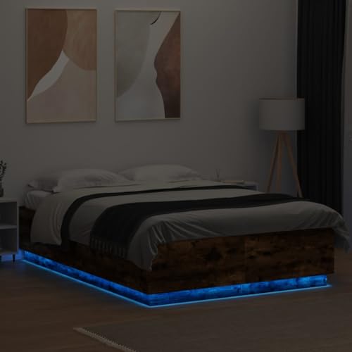 Faroom Holzbett Futonbett Bett 160x200 cm mit LED-Beleuchtung Bettrahmen Holzwerkstoff Einzelbett Doppelbett Bettgestell Räuchereiche Faroom Holzbett Futonbett Bett 160x200 cm mit LED-Beleuchtung Bettrahmen Holzwerkstoff Einzelbett Doppelbett Bettgestell Räuchereiche von Faroom
