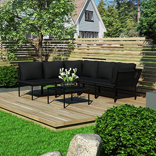 Faroom Lounge Set Alu Lounge Möbel Outdoor Stahl Gartenlounge Set Terassenmöbel außen Loungemöbel Terrasse Gartenmöbel Set Aluminium Balkonmöbel Schwarz von Faroom