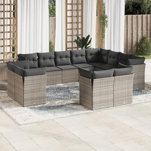 Faroom Loungemöbel Set mit Stauraum Gartenlounge XXL Groß Gartenlounge Outdoor Polyrattan Gartenmöbel Set Gartensofa Terrasse Terrassenmöbel Ecklounge Sitzgarnitur Grau 12-tlg-Type-426 von Faroom