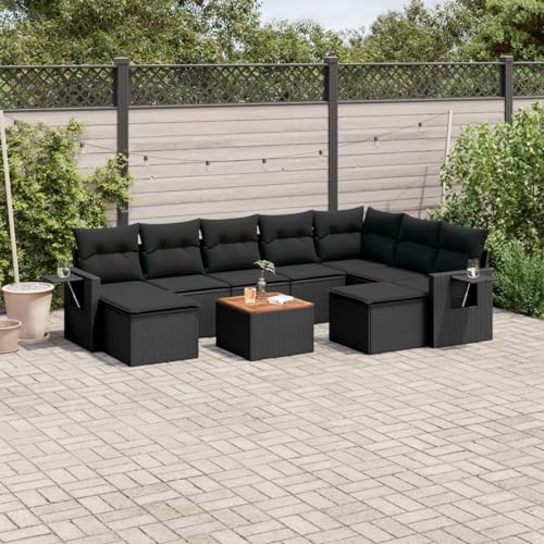Faroom Loungemöbel Set mit Stauraum Gartenlounge XXL Groß Gartenlounge Outdoor Polyrattan Gartenmöbel Set Gartensofa Terrassenmöbel Ecklounge Sitzgarnitur Schwarz 10-tlg-Type-A150 von Faroom
