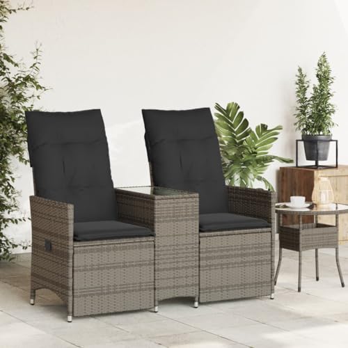 Faroom Rattan Balkonmöbel-Set - Gartenmöbel Sofa Set mit Tisch & Polster - Balkonmöbel klein - Gartensofa 2-Sitzer Verstellbar - 2 Gartensessel mit Beistelltisch, Balkon Möbel für 2 Personen Grau Faroom Rattan Balkonmöbel-Set - Gartenmöbel Sofa Set mit Tisch & Polster - Balkonmöbel klein - Gartensofa 2-Sitzer Verstellbar - 2 Gartensessel mit Beistelltisch, Balkon Möbel für 2 Personen Grau von Faroom