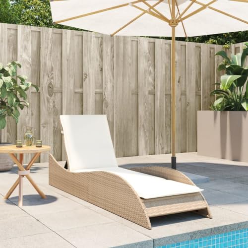 Faroom Sonnenliege für 2 Personen 3-Fach Verstellbar Polyrattan Doppelliege Wetterfest Sonnenbett Outdoor Bett Polyrattan Liegestuhl Garten Relaxliege 60x205x73 cm Beige von Faroom