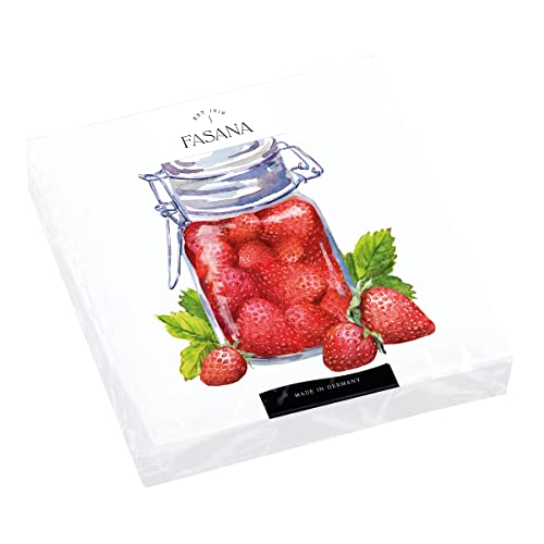 20 Servietten Erdbeeren im Glas | Beeren | Garten | Früchte | Essen | Tischdeko | Decoupage | Serviettentechnik 33x33cm von Fasana