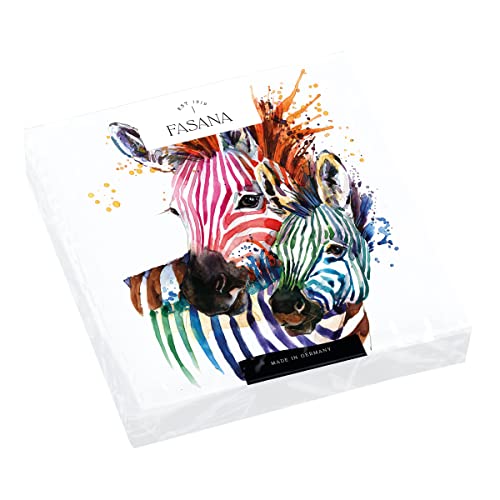 20 Servietten Zebras in Regenbogenfarben | Tiere | Afrika | abstrakt | Tischdeko | Decoupage | Serviettentechnik 33x33cm von Fasana