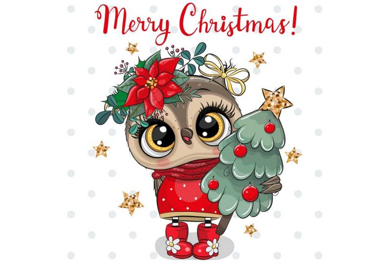 Fasana Papierserviette 20 Servietten Christmas Owl 33x33cm, (20 St) von Fasana