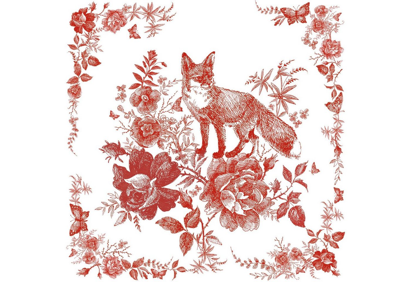 Fasana Papierserviette 20 Servietten Fairytale Fox red 33x33cm, (20 St) von Fasana