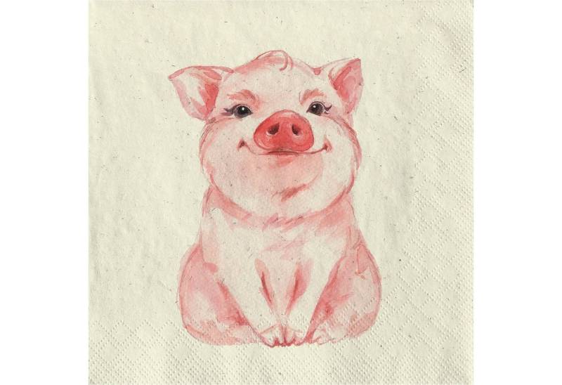 Fasana Papierserviette 20 Servietten Gras Piggy 33x33cm, (20 St) von Fasana