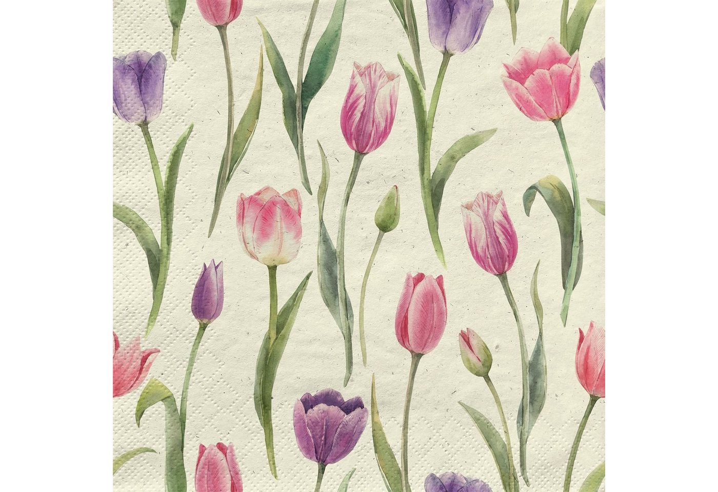 Fasana Papierserviette 20 Servietten Gras Romantic Tulips 33x33cm, (20 St) von Fasana