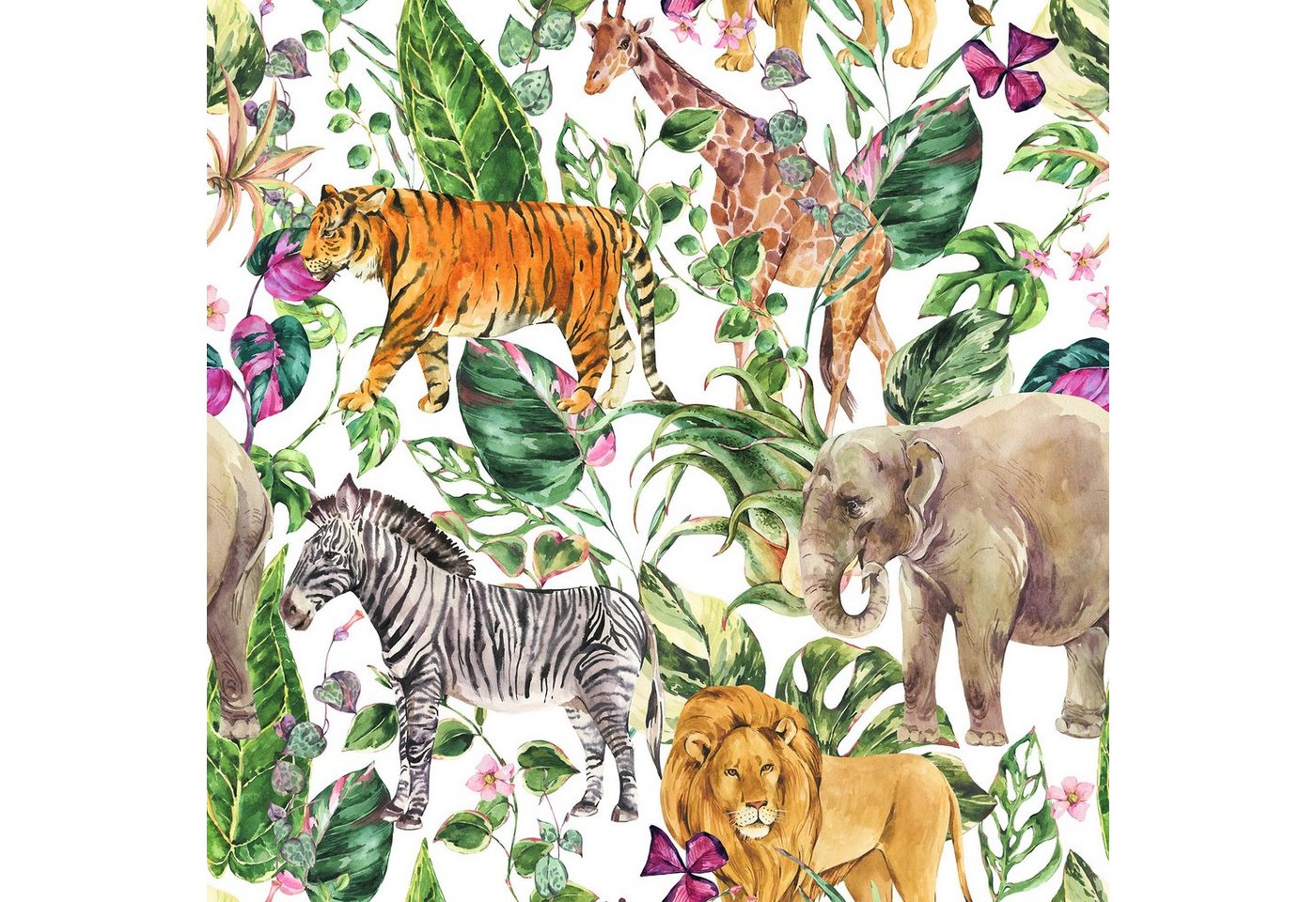 Fasana Papierserviette 20 Servietten Tropical Wilderness 33x33cm, (20 St) von Fasana