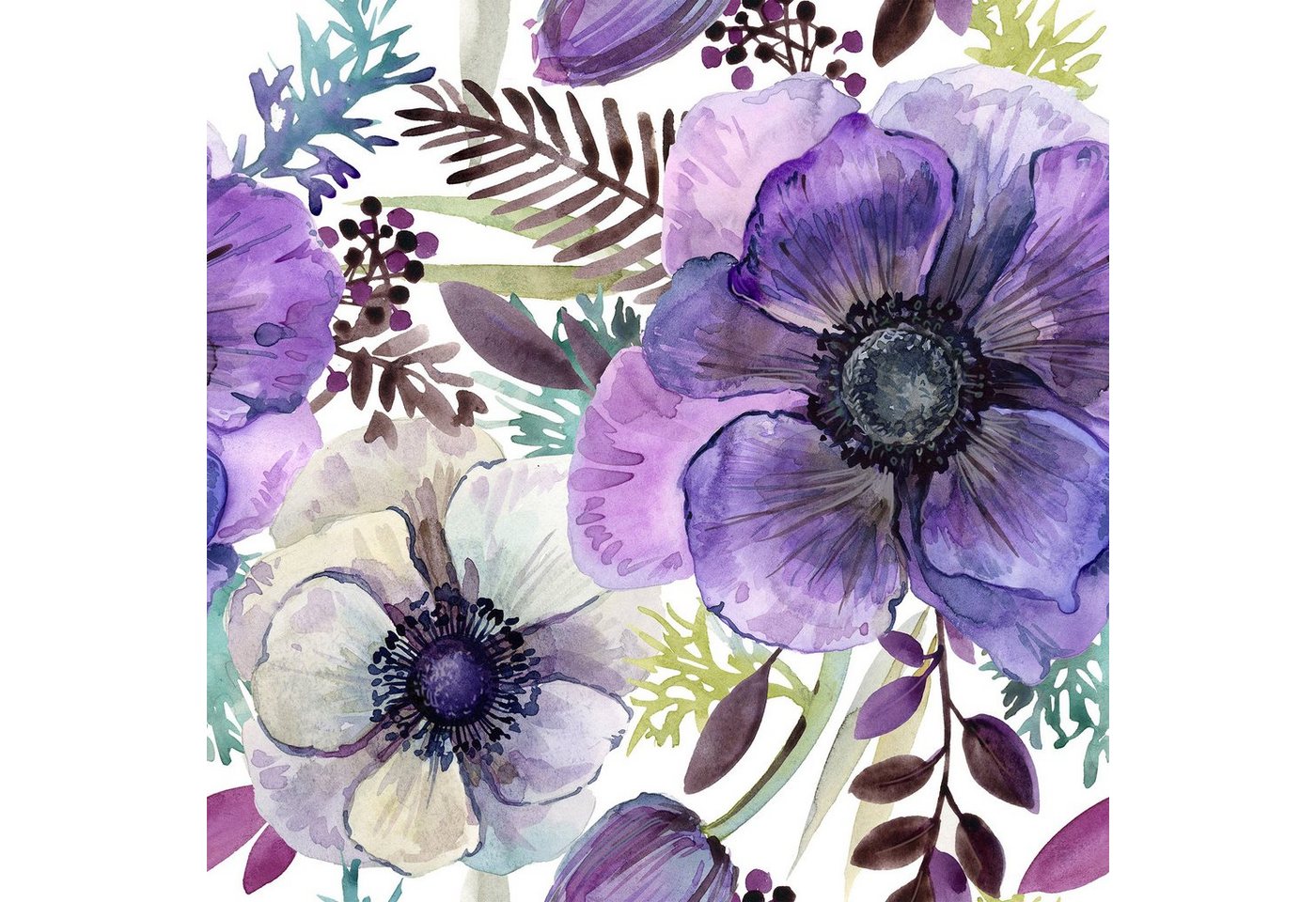 Fasana Papierserviette 20 Servietten Violet Vintage Flowers 33x33cm, (20 St) von Fasana