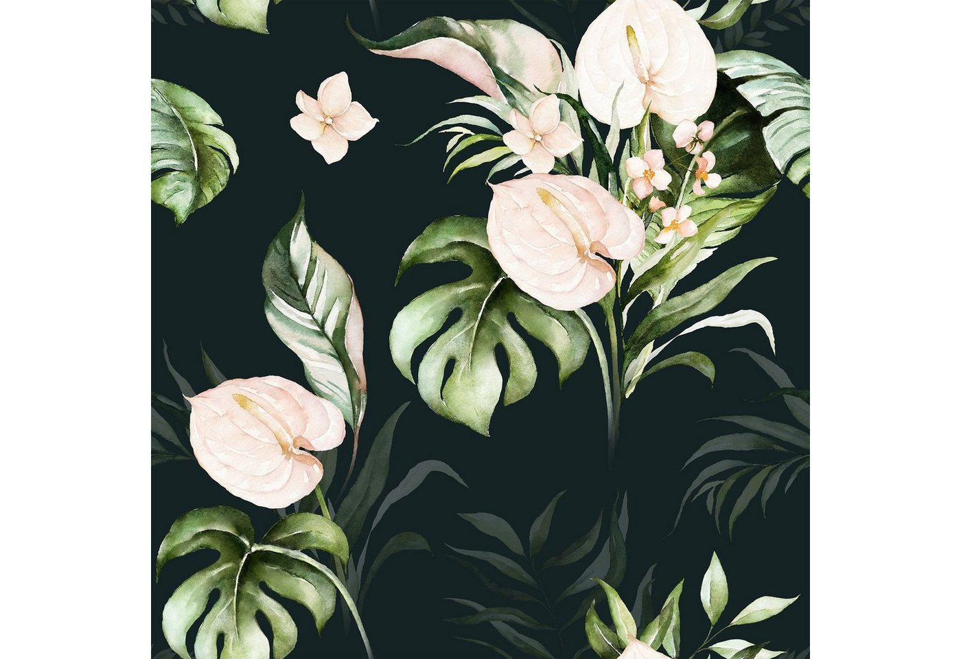 Fasana Papierserviette 20 Servietten White Flowers on black 33x33cm, (20 St) von Fasana