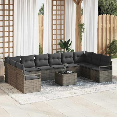 10-teiliges Garten Sofa Set mit Kissen Schwarz Poly Rattan, 2-Sitzer Garten Sofa mit Kissen Grau Poly Rattan, Garten-Salon Lounge für stilvolle Abende im Freien3346569 10-teiliges Garten Sofa Set mit Kissen Schwarz Poly Rattan, 2-Sitzer Garten Sofa mit Kissen Grau Poly Rattan, Garten-Salon Lounge für stilvolle Abende im Freien3346569 von Fasba