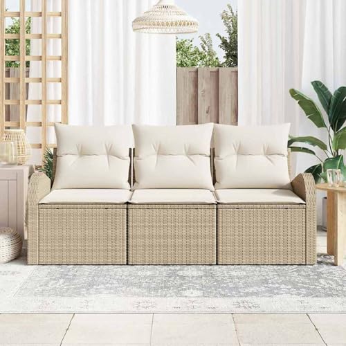 3-teiliges Garten Sofa Set mit Kissen Beige Poly Rattan, Garten-Salon Lounge für stilvolle Abende im Freien3354570 von Fasba