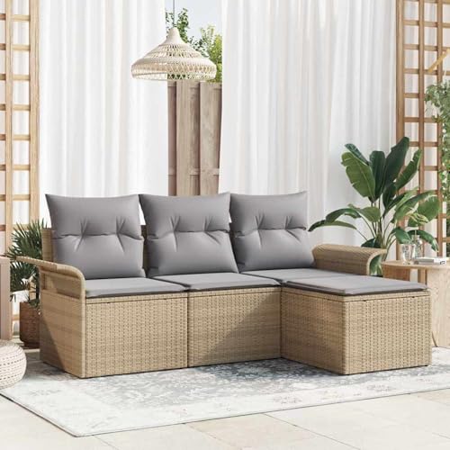 4-teiliges Garten Sofa Set mit Kissen Beige Poly Rattan, Garten-Salon Lounge für stilvolle Abende im Freien3345310 4-teiliges Garten Sofa Set mit Kissen Beige Poly Rattan, Garten-Salon Lounge für stilvolle Abende im Freien3345310 von Fasba