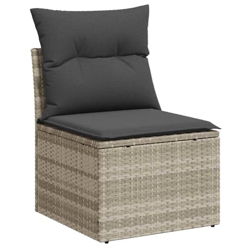 4-teiliges Garten Sofa Set mit Kissen Hellgrau Poly Rattan, Garten-Salon Lounge für stilvolle Abende im Freien3345992 von Fasba