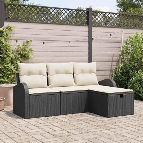 4-teiliges Garten Sofa Set mit Kissen Schwarz Poly Rattan, Garten-Salon Lounge für stilvolle Abende im Freien3359046 4-teiliges Garten Sofa Set mit Kissen Schwarz Poly Rattan, Garten-Salon Lounge für stilvolle Abende im Freien3359046 von Fasba