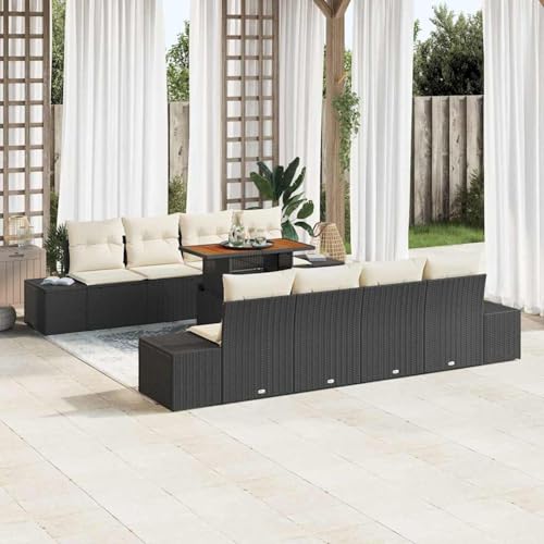 7-teiliges Garten Sofa Set mit Kissen Schwarz Poly Rattan, Garten-Salon Lounge für stilvolle Abende im Freien3358672 von Fasba