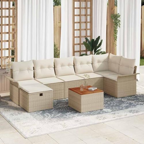 8-Teiliges Garten Sofa Set mit Kissen Beige Poly Rattan, Garten-Salon Lounge für stilvolle Abende im Freien3359463 von Fasba