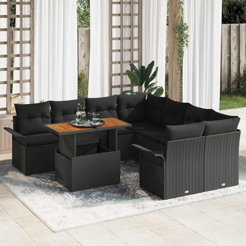 9-teiliges Gartensofa Set mit Kissen Schwarz Poly Rattan, 2-Sitzer Gartensofa mit Stauraum, Garten-Salon Lounge für stilvolle Abende im Freien 9-teiliges Gartensofa Set mit Kissen Schwarz Poly Rattan, 2-Sitzer Gartensofa mit Stauraum, Garten-Salon Lounge für stilvolle Abende im Freien von Fasba