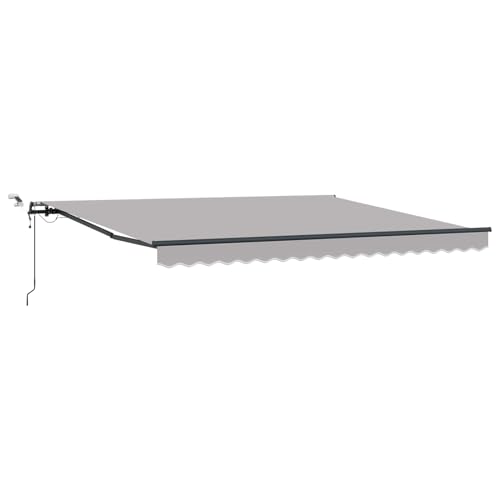 Automatische Einziehbare Markise mit LED Hellgrau 400x300 cm, Außenmarkise Gelenkarmmarkise für Wohnmobil Hauseingang Terrasse Eingangsbereich Café3330646 von Fasba