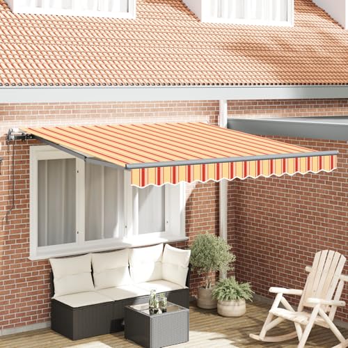Automatische einziehbare Markise Gelb und Orange 300x250 cm, Außenmarkise Gelenkarmmarkise für Wohnmobil Hauseingang Terrasse Eingangsbereich Café3329967 von Fasba