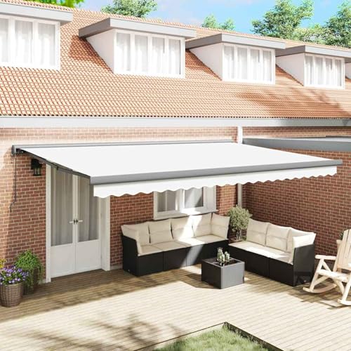 Automatische einziehbare Markise Weiß 500x300 cm, Außenmarkise Gelenkarmmarkise für Wohnmobil Hauseingang Terrasse Eingangsbereich Café3331366 von Fasba