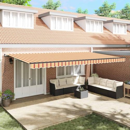 Einziehbare Markise Gelb und Orange 600 × 350 cm Stoff, Außenmarkise Gelenkarmmarkise für Wohnmobil Hauseingang Terrasse Eingangsbereich Café3331713 von Fasba
