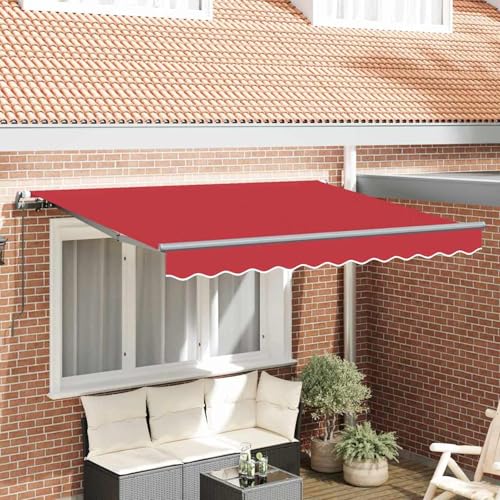 Einziehbare Markise Rot 350 x 200 cm Polyester und Aluminium, Außenmarkise Gelenkarmmarkise für Wohnmobil Hauseingang Terrasse Eingangsbereich Café3329748 von Fasba