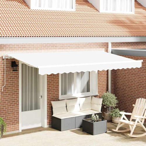 Einziehbare Markise Weiß 400 x 200 cm Polyester und Aluminium, Außenmarkise Gelenkarmmarkise für Wohnmobil Hauseingang Terrasse Eingangsbereich Café3329869 von Fasba
