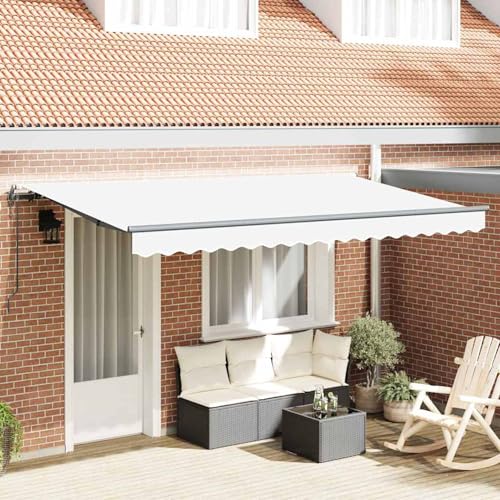 Einziehbare Markise Weiß 400 x 200 cm Polyester und Aluminium, Außenmarkise Gelenkarmmarkise für Wohnmobil Hauseingang Terrasse Eingangsbereich Café3329870 von Fasba