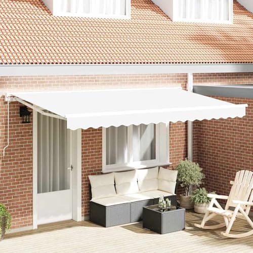 Einziehbare Markise Weiß 400x200 cm Stoff, Außenmarkise Gelenkarmmarkise für Wohnmobil Hauseingang Terrasse Eingangsbereich Café3329865 von Fasba