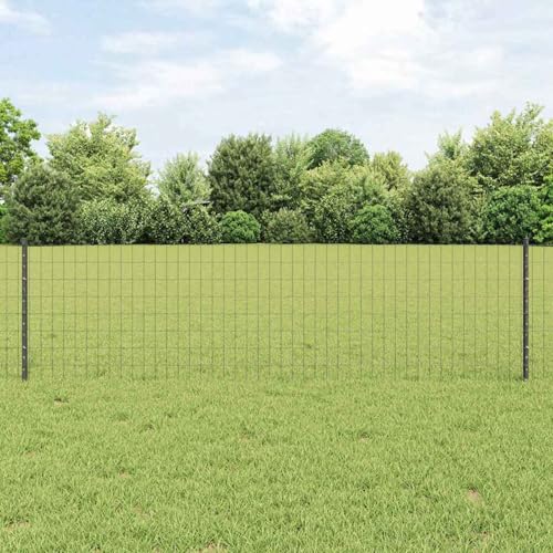 Euro-Zaun mit 11 U-Posten Grau 0,6x25 m Stahl, Zaunpfosten Pfosten Weidenetze für Weidezaun Bauernhof Vieh Haustierschutz3336100 von Fasba
