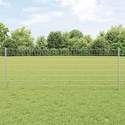 Euro-Zaun mit 11 U-Posten Silber 0.8x25 m Stahl, Zaunpfosten Pfosten Weidenetze für Weidezaun Bauernhof Vieh Haustierschutz3336193 von Fasba