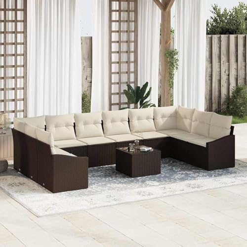 Fasba 10-teiliges Garten-Sofa-Set mit Kissen in Grau Poly-Rattan, Garten-Salon Lounge für stilvolle Abende im Freien3346908 von Fasba