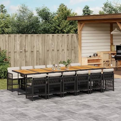 Fasba 13-TLG. Garten-Essgruppe mit Kissen Schwarz Poly Rattan, Gartengarnitur Sitzgarnitur Loungemöbel Set for Loungebereich Terrasse Hotel3210951 von Fasba