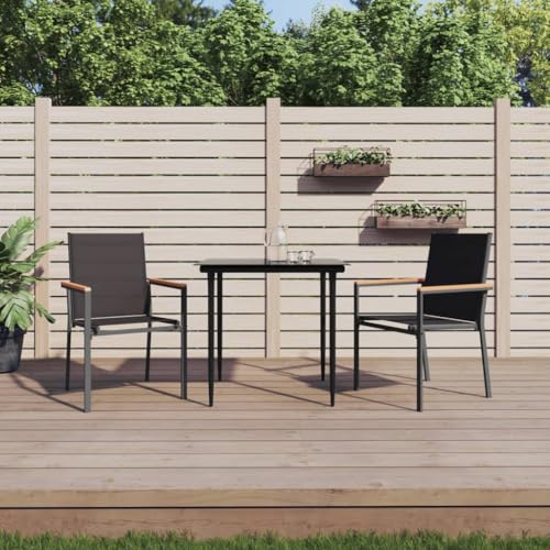 Fasba 3-TLG. Garten Essgruppe, Balkonset, Sitzgruppe, Gartenstuhl und Tisch Set, Gartenmöbel, Terrassenmöbel, Schwarz Textilene und Stahl Fasba 3-TLG. Garten Essgruppe, Balkonset, Sitzgruppe, Gartenstuhl und Tisch Set, Gartenmöbel, Terrassenmöbel, Schwarz Textilene und Stahl von Fasba