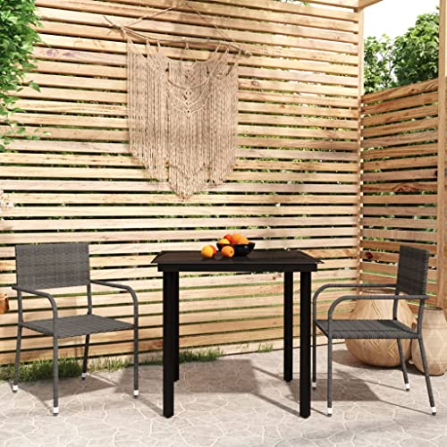 Fasba 3-TLG. Garten Sitzgruppe Gartenmöbel Set Essgruppe Gartentisch mit Stühle Gartengruppe Sitzgarnitur Gartengarnitur Terassenmöbel Grau von Fasba