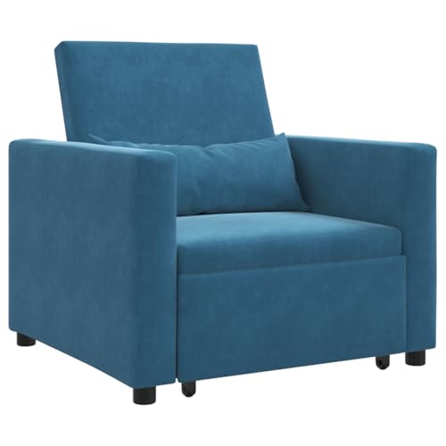 Fasba 3-in-1 Schlafsofa Blau Samt, Tagesbett Multifunktionsbett für Wohnzimmer Homeoffice Gästebereich von Fasba