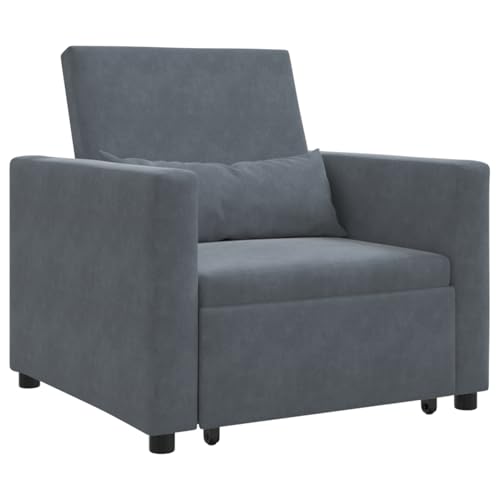 Fasba 3-in-1 Schlafsofa Dunkelgrau Samt, Tagesbett Multifunktionsbett für Wohnzimmer Homeoffice Gästebereich von Fasba