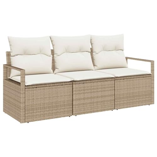Fasba 3-teilige Garten-Sofa-Gruppe mit Kissen, 2-Sitzer Garten-Sofa mit Kissen Beige Poly Rattan, Garten-Salon Lounge für stilvolle Abende im Freien3346241 von Fasba