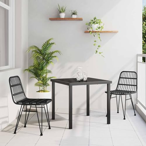 Fasba 3-teiliges Garten-Essset Schwarz Poly Rattan, Gartengarnitur Sitzgarnitur Loungemöbel Set for Loungebereich Terrasse Hotel3379198 von Fasba