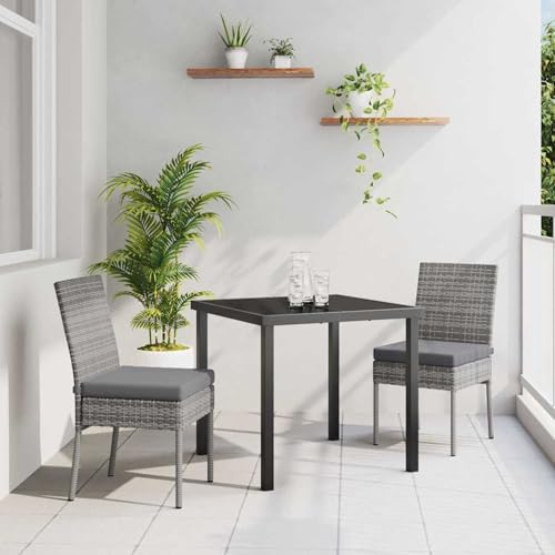Fasba 3-teiliges Garten-Esszimmer-Set in Grau Poly-Rattan, Gartengarnitur Sitzgarnitur Loungemöbel Set for Loungebereich Terrasse Hotel3379212 von Fasba